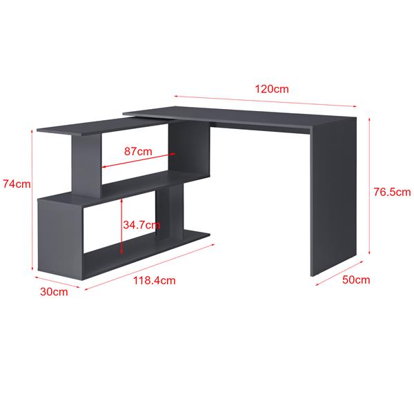 Grote foto hoekbureau met open kast arendal 120x50x76 5 cm donkergrijs huis en inrichting stoelen