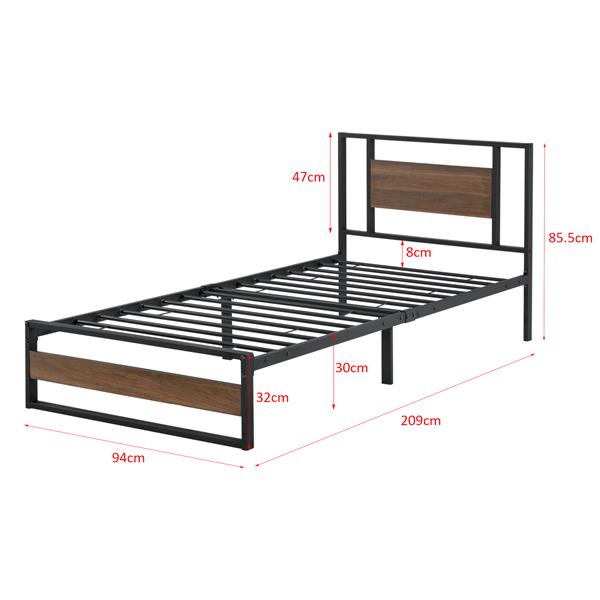 Grote foto metalen bed villach bedframe 90x200 cm zwart en walnoot huis en inrichting bedden