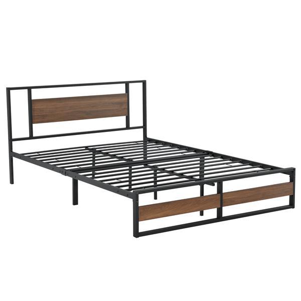 Grote foto metalen bed villach bedframe 140x200 cm zwart en walnoot huis en inrichting bedden