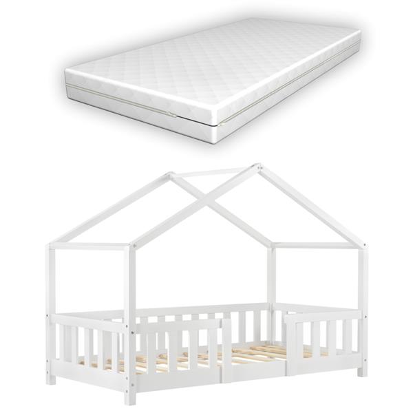 Grote foto kinderbed treviolo met uitvalbeveiliging en matras 70x140 wit huis en inrichting overige