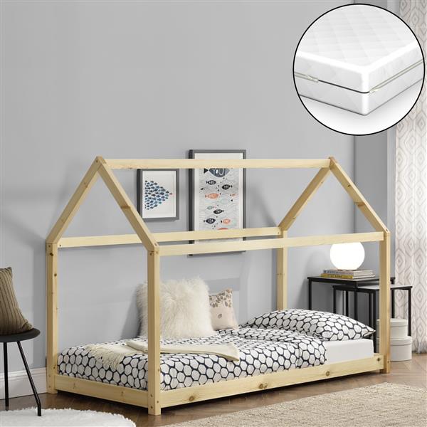 Grote foto kinderbed netstal renen huisbed met matras 70x140 cm hout huis en inrichting overige