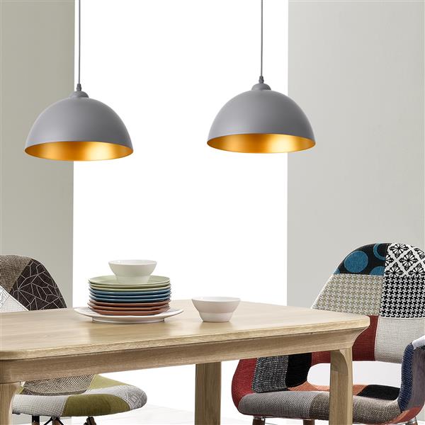 Grote foto hanglamp 18x 30 cm 2xe27 toulon set van 2 grijs en goud huis en inrichting overige