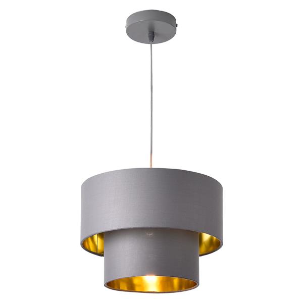 Grote foto design hanglamp lopar metaal en stof e27 30 grijs en goud huis en inrichting overige