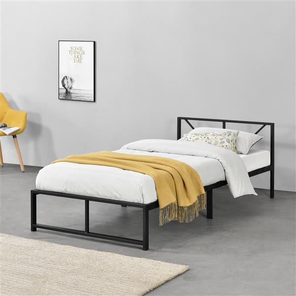 Grote foto metalen bed meran bedframe met bedbodem zwart 90x200 cm huis en inrichting bedden