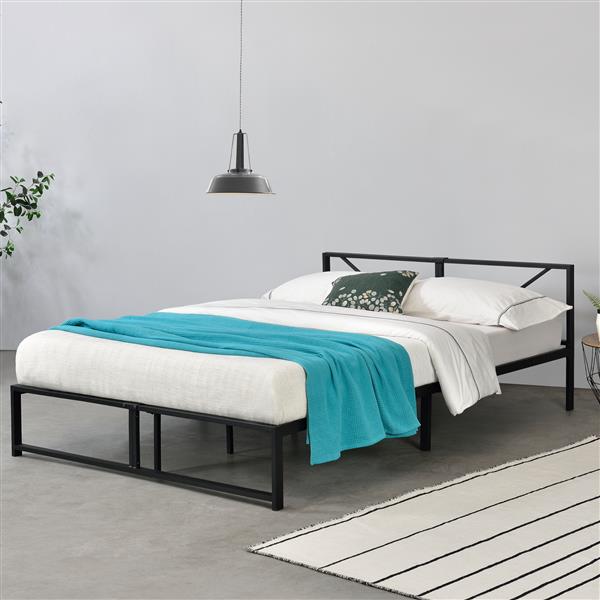 Grote foto metalen bed meran bedframe met bedbodem zwart 140x200 huis en inrichting bedden