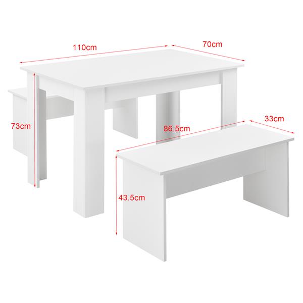 Grote foto eethoek set tafel 110x70x73 en banken 86 5x33x43 5 cm wit huis en inrichting complete eetkamers