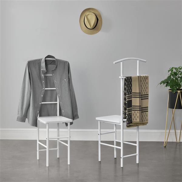 Grote foto dressboy kledingrek stoel 107x45x45 cm metaal en mdf wit huis en inrichting overige