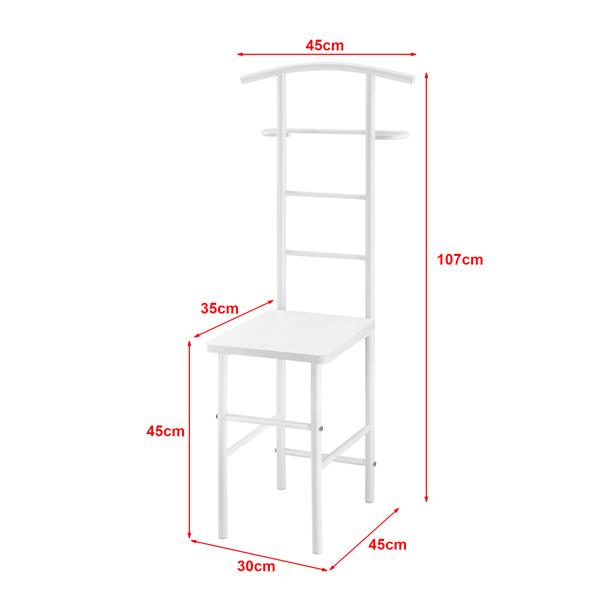 Grote foto dressboy kledingrek stoel 107x45x45 cm metaal en mdf wit huis en inrichting overige