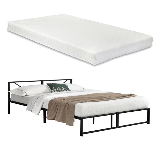 Grote foto metalen bed meran bedframe met matras zwart 180x200 cm huis en inrichting bedden