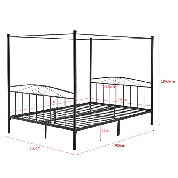 Grote foto metalen hemelbed lahti zwart met matras 180x200 cm huis en inrichting bedden