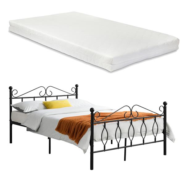 Grote foto metalen bedframe apolda met matras zwart 140x200 cm huis en inrichting bedden