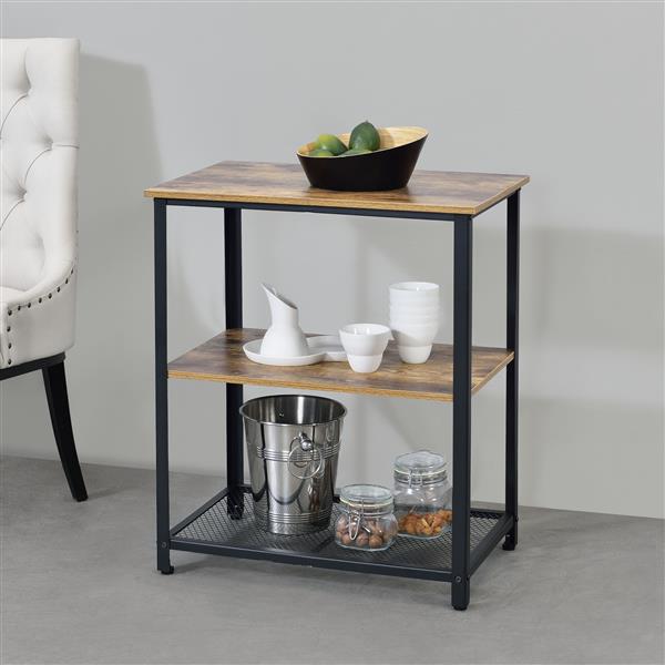 Grote foto keukentrolley freiburg met 2 planken 76 5x60x40 hout zwart huis en inrichting keukenbenodigdheden