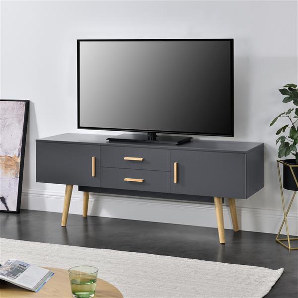Grote foto tv meubel alavus tv kast met 2 lades 140x40x56 cm donkergrijs huis en inrichting overige