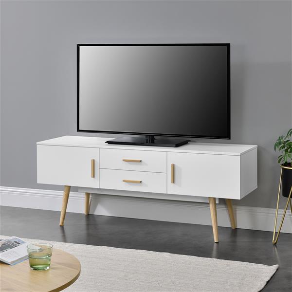 Grote foto tv meubel alavus tv kast met 2 lades 140x40x56 cm wit huis en inrichting overige