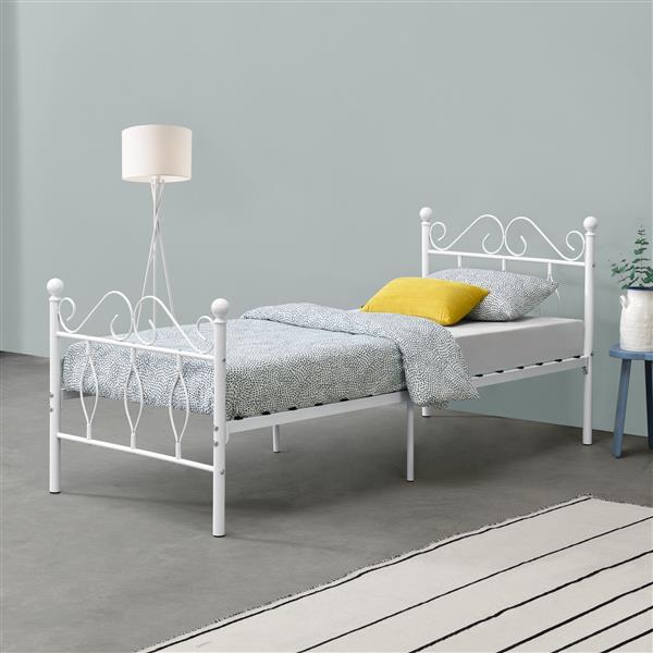 Grote foto metalen bedframe apolda met bedbodem wit 90x200 cm huis en inrichting bedden