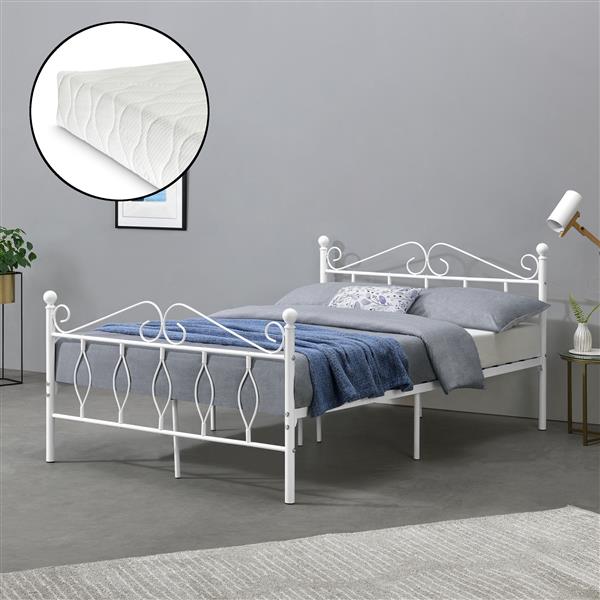 Grote foto metalen bedframe apolda met matras wit 140x200 cm huis en inrichting bedden