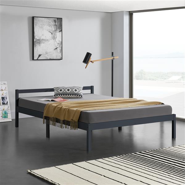 Grote foto houten bed nakkila met bedbodem 140x200 cm donkergrijs huis en inrichting bedden