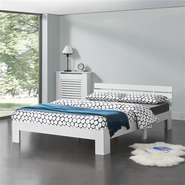 Grote foto houten bed nivala grenen met bedbodem 140x200 cm wit huis en inrichting bedden