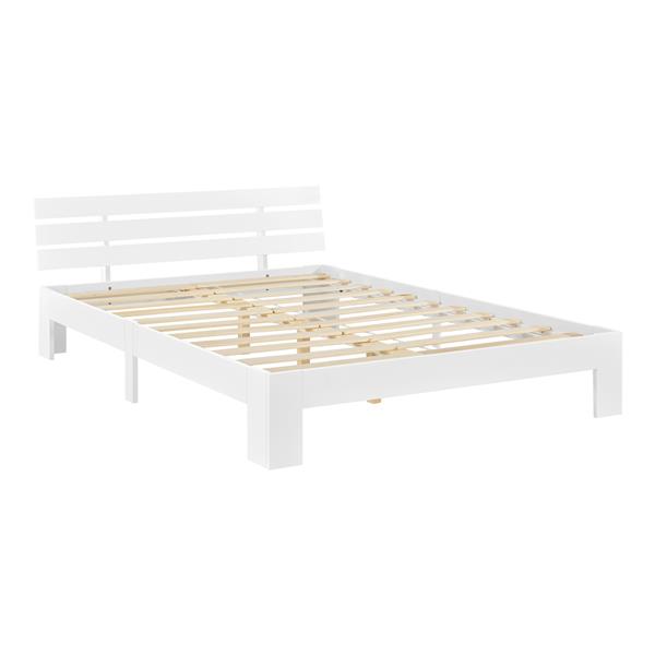 Grote foto houten bed nivala grenen met bedbodem 140x200 cm wit huis en inrichting bedden