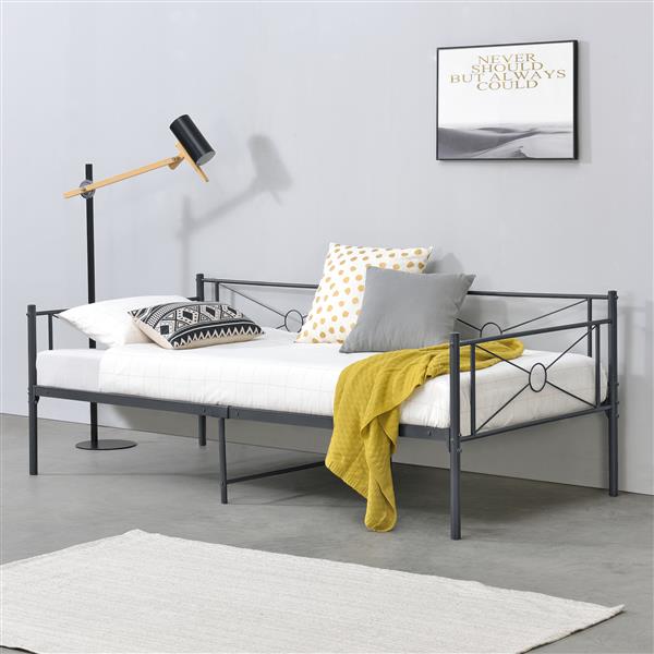 Grote foto metalen bed alvesta met bedbodem 90x200 cm donkergrijs huis en inrichting bedden