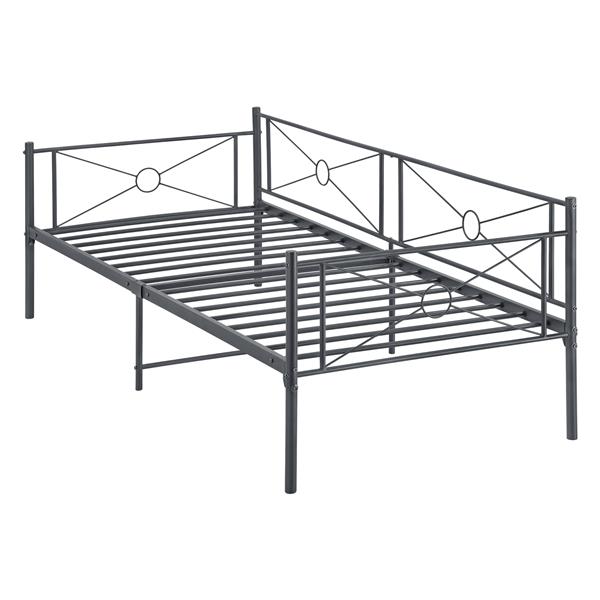 Grote foto metalen bed alvesta met bedbodem 90x200 cm donkergrijs huis en inrichting bedden