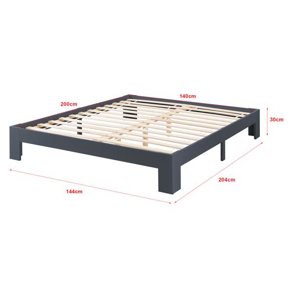 Grote foto houten bed raisio grenen met matras 140x200 cm donkergrijs huis en inrichting bedden