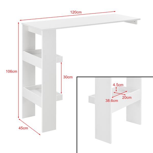 Grote foto bartafel bromoella 2 planken wandmontage 120x45x106 wit huis en inrichting eettafels