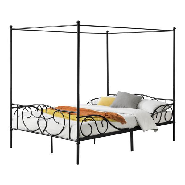 Grote foto metalen hemelbed finstrom met bedbodem 140x200 cm zwart huis en inrichting bedden