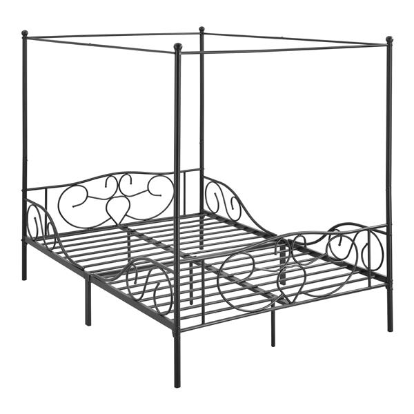 Grote foto metalen hemelbed finstrom met bedbodem 140x200 cm zwart huis en inrichting bedden