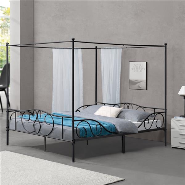 Grote foto metalen hemelbed finstrom met bedbodem 180x200 cm zwart huis en inrichting bedden