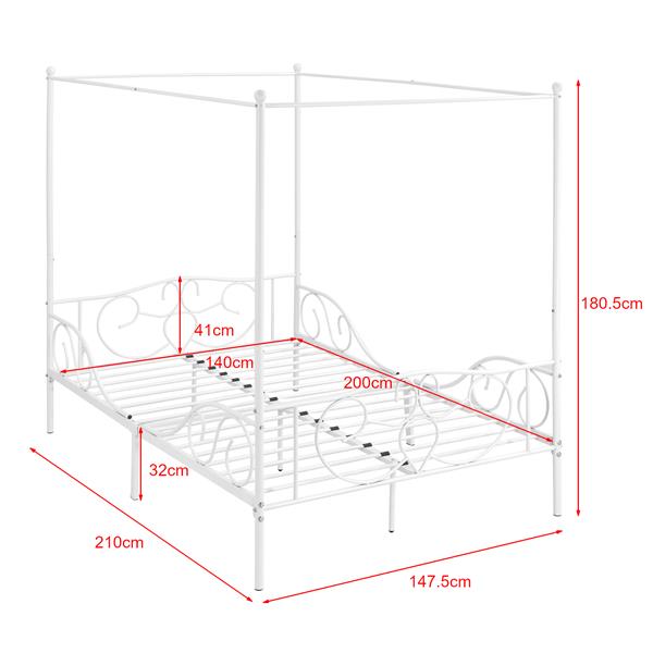 Grote foto metalen hemelbed finstrom wit met matras 140x200 cm huis en inrichting bedden