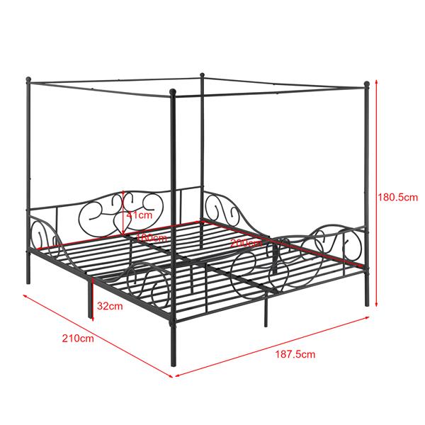 Grote foto metalen hemelbed finstrom zwart met matras 180x200 cm huis en inrichting bedden