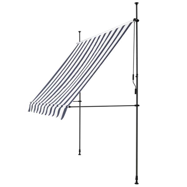 Grote foto klem zonwering luifel uitschuifbaar donkerblauw wit 150x120 cm tuin en terras hekken en schuttingen