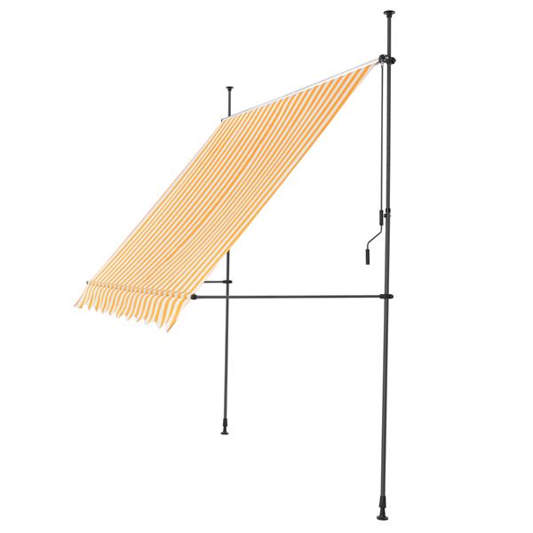 Grote foto klem zonwering luifel uitschuifbaar geel en wit 400x120 cm tuin en terras hekken en schuttingen