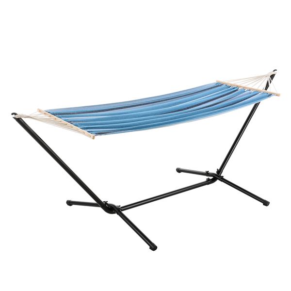 Grote foto hangmat katoen met standaard max 120 kg blauw gestreept tuin en terras tuinmeubelen