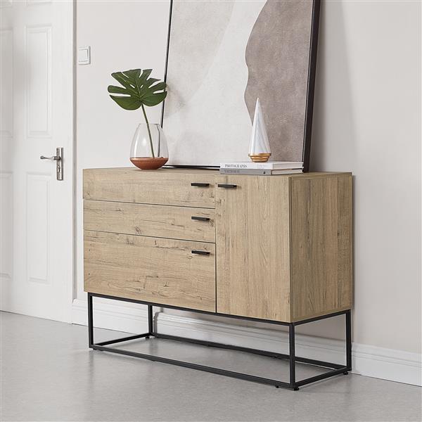 Grote foto ladekast hylte commode 79x115x40 cm zwart en eikenkleurig huis en inrichting overige