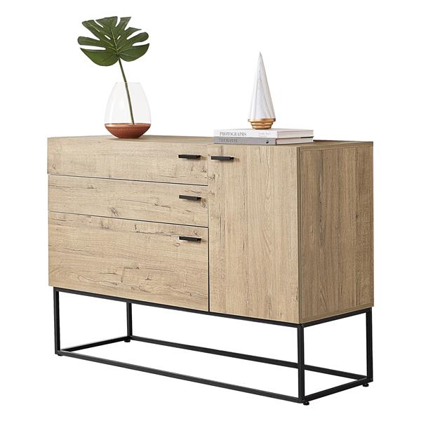 Grote foto ladekast hylte commode 79x115x40 cm zwart en eikenkleurig huis en inrichting overige