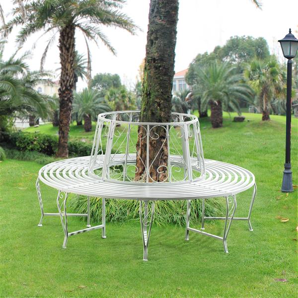 Grote foto metalen boombank sorrent 160x84 cm rond wit tuin en terras tuinmeubelen