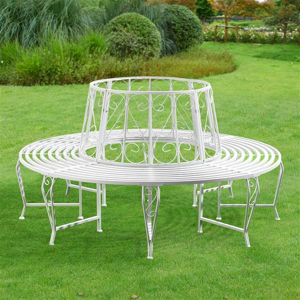 Grote foto metalen boombank sorrent 160x84 cm rond wit tuin en terras tuinmeubelen