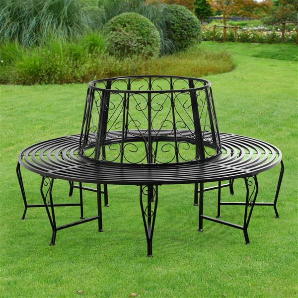 Grote foto metalen boombank sorrent 160x84 cm rond zwart tuin en terras tuinmeubelen