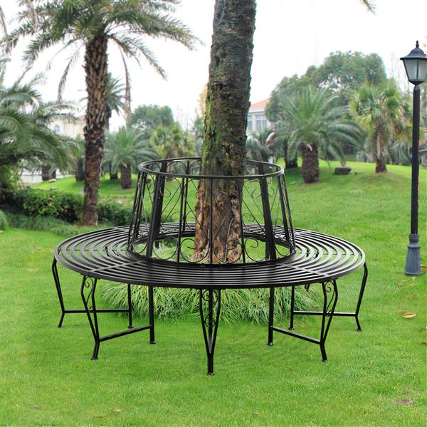 Grote foto metalen boombank sorrent 160x84 cm rond zwart tuin en terras tuinmeubelen