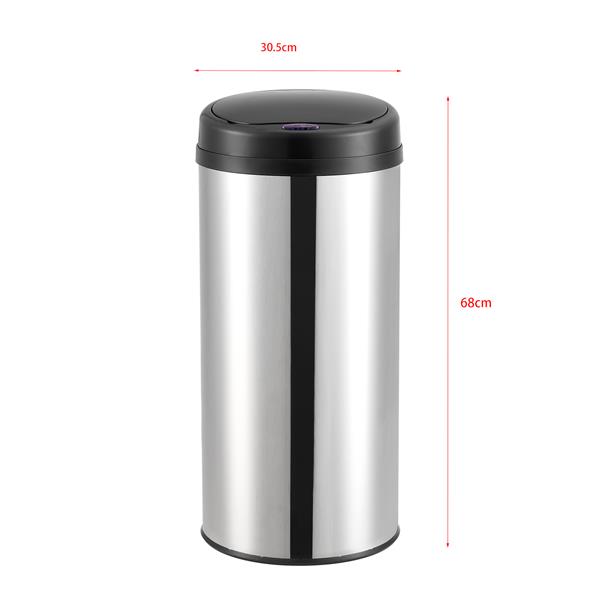 Grote foto prullenbak met sensor 68x 30 5 cm 42 liter zilverkleurig huis en inrichting keukenbenodigdheden