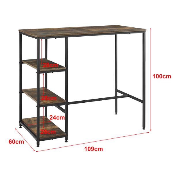 Grote foto bartafel v xj met 3 planken 109x60x100 cm zwart houtkleurig huis en inrichting eettafels