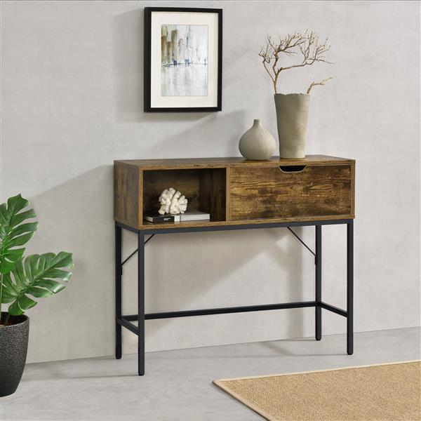 Grote foto en.casa console tafel tranemo sidetable zwart en houtkleurig huis en inrichting eettafels