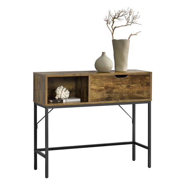 Grote foto en.casa console tafel tranemo sidetable zwart en houtkleurig huis en inrichting eettafels