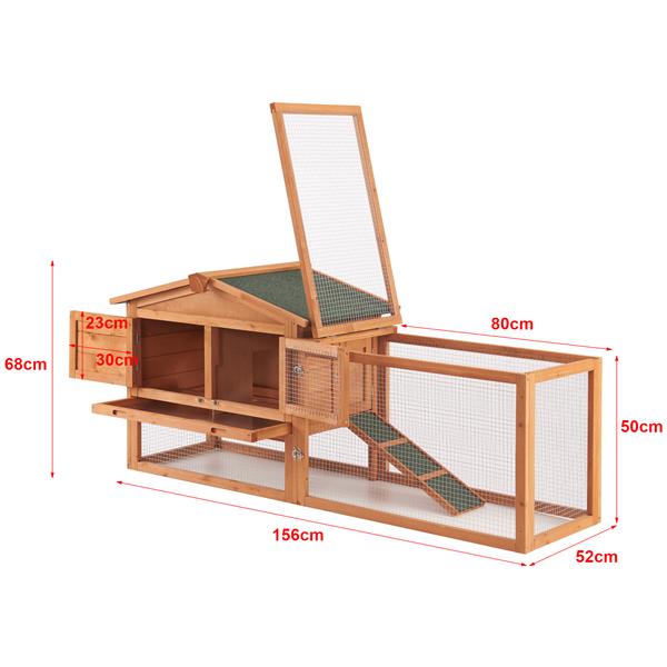 Grote foto en.casa konijnenhok oberursel 68x156x52 cm houtkleurig tuin en terras tuingereedschap