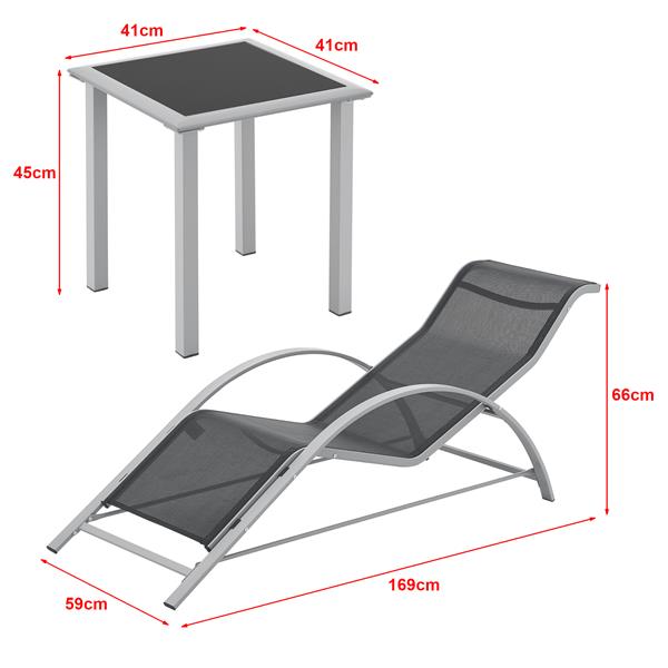 Grote foto en.casa tuinset binetto 3 delig 2 ligbedden 1 tafel grijs en zwart tuin en terras tuinmeubelen