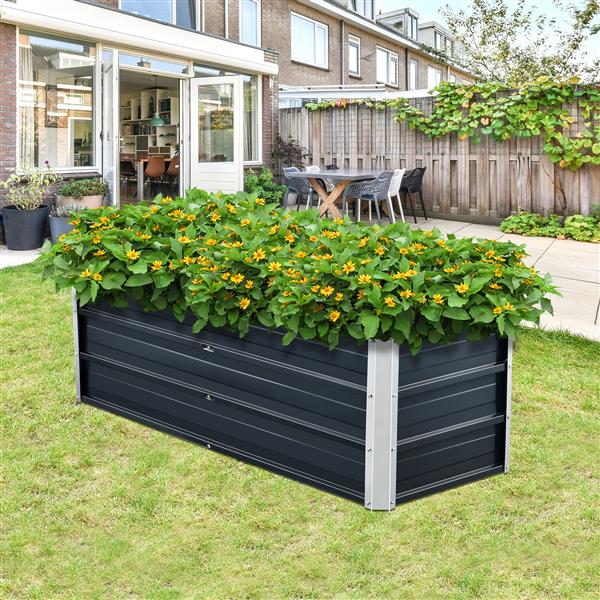 Grote foto en.casa moestuinbak nijmegen staal 125x47x40 cm antracietgrijs tuin en terras sierplanten