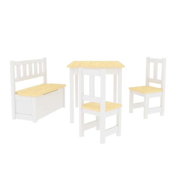 Grote foto en.casa kindertafel lousame met 2 stoelen en 1 bank hout en wit huis en inrichting overige