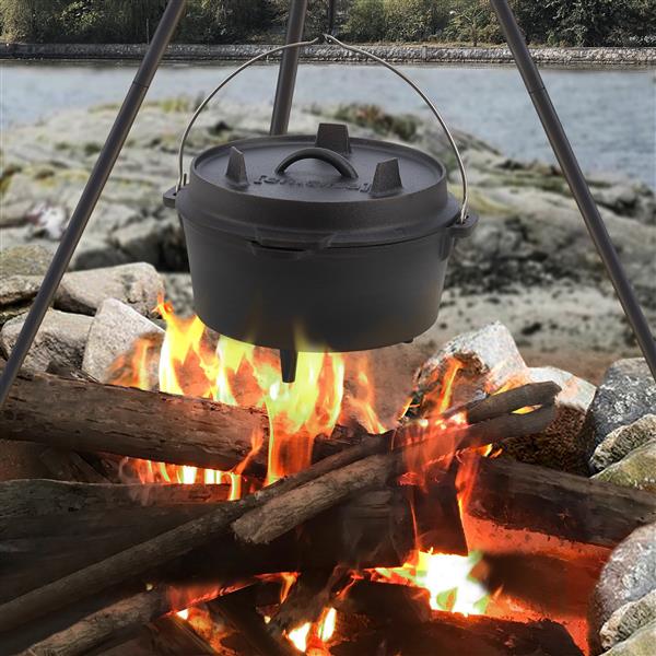 Grote foto en.casa dutch oven enkhuizen met deksel gietijzer zwart 4 2 l tuin en terras tuingereedschap